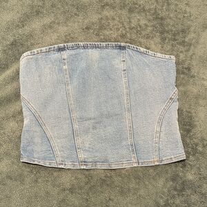 Light Blue Denim Bustier Top